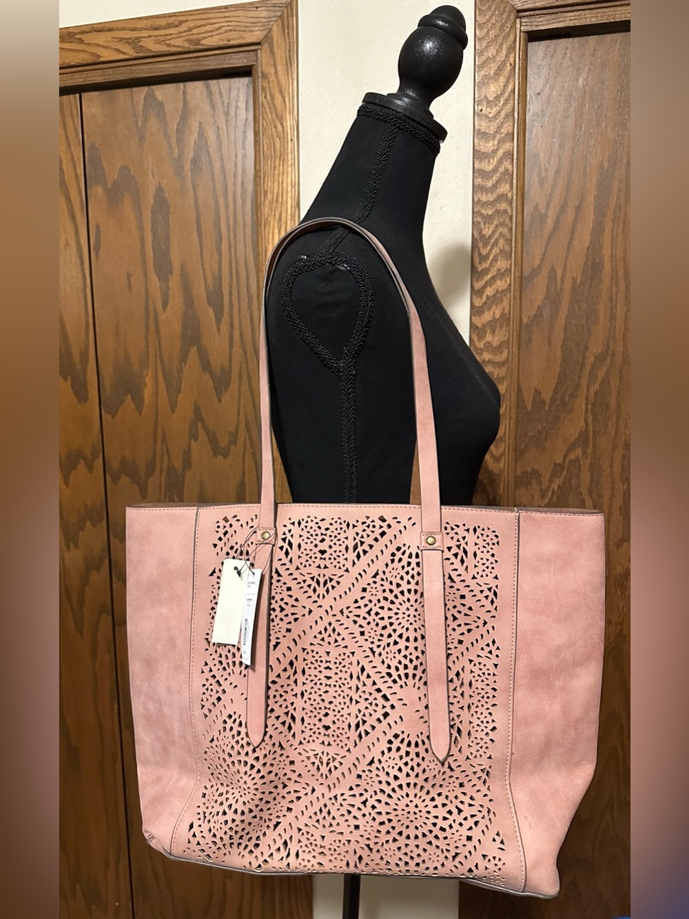 NWT Sonoma Reversible Dusty Pink Laser-Cut Tote Bag